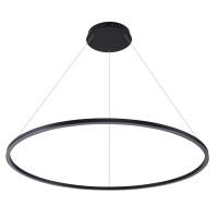 Integrated Led Chandelier Height Adjustable Circular Pendant Light In Black