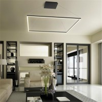 Integrated Led Chandelier Height Adjustable Square Pendant Light In Black