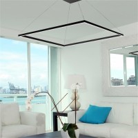 Integrated Led Chandelier Height Adjustable Square Pendant Light In Black