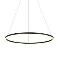 Integrated Led Chandelier Height Adjustable Circular Pendant Light In Black