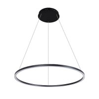 Integrated Led Chandelier Height Adjustable Circular Pendant Light In Black