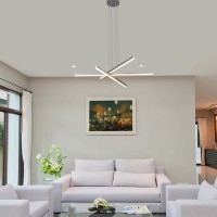 3Light Integrated Led Pendant Lighting Height Adjustable Chandelier In Silver