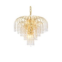 Elegant Lighting V6801D19Grc 16 X 19 In Falls 6 Light Gold Pendant Royal Cut Crystals