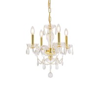 Elegant Lighting V7834D17Grc 18 X 17 In Princeton 4 Light Gold Pendant Royal Cut Crystals