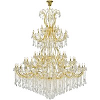 Maria Theresa 84 Light Gold Chandelier With Clear Tear Drop Crystals Clear Royal Cut Crystal