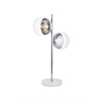 Eclipse 2 Lights Chrome Table Lamp With Clear Glass