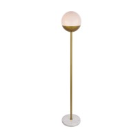 Eclipse 1 Light Brass Floor Lamp With Frosted White Glass