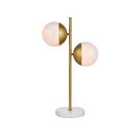 Eclipse 2 Lights Brass Table Lamp With Frosted White Glass