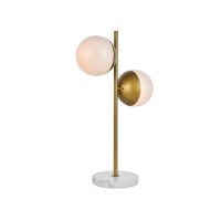 Eclipse 2 Lights Brass Table Lamp With Frosted White Glass