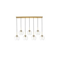 Baxter 7 Lights Brass Pendant With Clear Glass