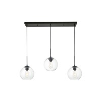 Baxter 3 Lights Black Pendant With Clear Glass