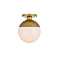 Eclipse 1 Light Brass Flush Mount With Frosted White Glass