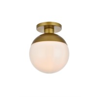 Eclipse 1 Light Brass Flush Mount With Frosted White Glass