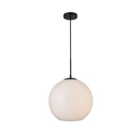 Baxter 1 Light Black Pendant With Frosted White Glass