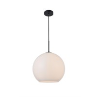 Baxter 1 Light Black Pendant With Frosted White Glass