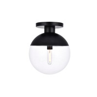 Eclipse 1 Light Black Flush Mount With Clear Glass