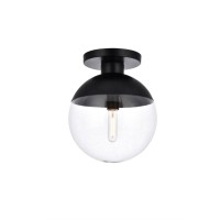 Eclipse 1 Light Black Flush Mount With Clear Glass