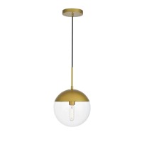 Eclipse 1 Light Brass Pendant With Clear Glass