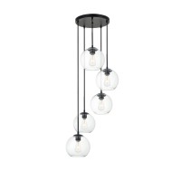 Baxter 5 Lights Black Pendant With Clear Glass