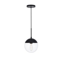 Eclipse 1 Light Black Pendant With Clear Glass