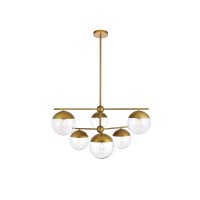 Eclipse 6 Lights Brass Pendant With Clear Glass