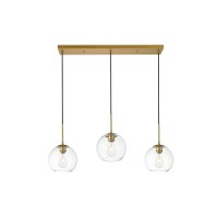 Baxter 3 Lights Brass Pendant With Clear Glass