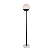 Eclipse 1 Light Black Floor Lamp With Frosted White Glass