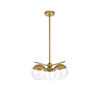 Eclipse 3 Lights Brass Pendant With Clear Glass