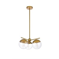 Eclipse 3 Lights Brass Pendant With Clear Glass