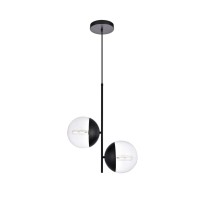 Eclipse 2 Lights Black Pendant With Clear Glass