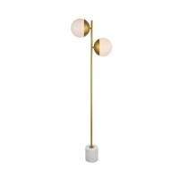 Eclipse 2 Lights Brass Floor Lamp With Frosted White Glass