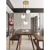 Baxter 3 Lights Brass Pendant With Clear Glass