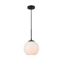 Baxter 1 Light Black Pendant With Frosted White Glass