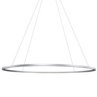 Integrated Led Chandelier Height Adjustable Circular Pendant Light In Silver