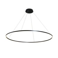 Integrated Led Chandelier Height Adjustable Circular Pendant Light In Black