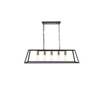 Resolute 5 Light Brass And Black Pendant