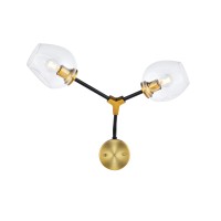 Cavoli 2 Light In Light Antique Brass And Flat Black Wall Sconce