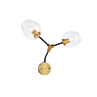 Cavoli 2 Light In Light Antique Brass And Flat Black Wall Sconce