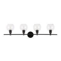 Collier 4 Light Black And Clear Glass Wall Sconce