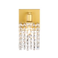 Phineas 1 Light Brass And Clear Crystals Wall Sconce