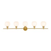 Collier 5 Light Brass And Frosted White Glass Wall Sconce