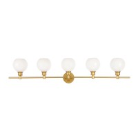 Collier 5 Light Brass And Frosted White Glass Wall Sconce