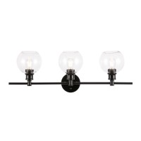 Collier 3 Light Black And Clear Glass Wall Sconce