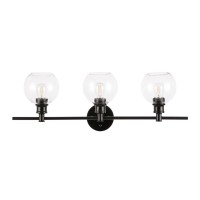 Collier 3 Light Black And Clear Glass Wall Sconce