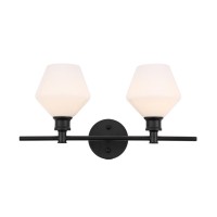 Gene 2 Light Black And Frosted White Glass Wall Sconce