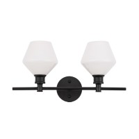 Gene 2 Light Black And Frosted White Glass Wall Sconce