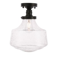 Lyle 1 Light Black And Clear Seeded Glass Flush Mount