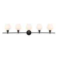 Gene 5 Light Black And Frosted White Glass Wall Sconce