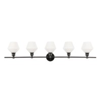 Gene 5 Light Black And Frosted White Glass Wall Sconce