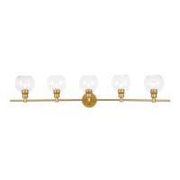 Collier 5 Light Brass And Clear Glass Wall Sconce